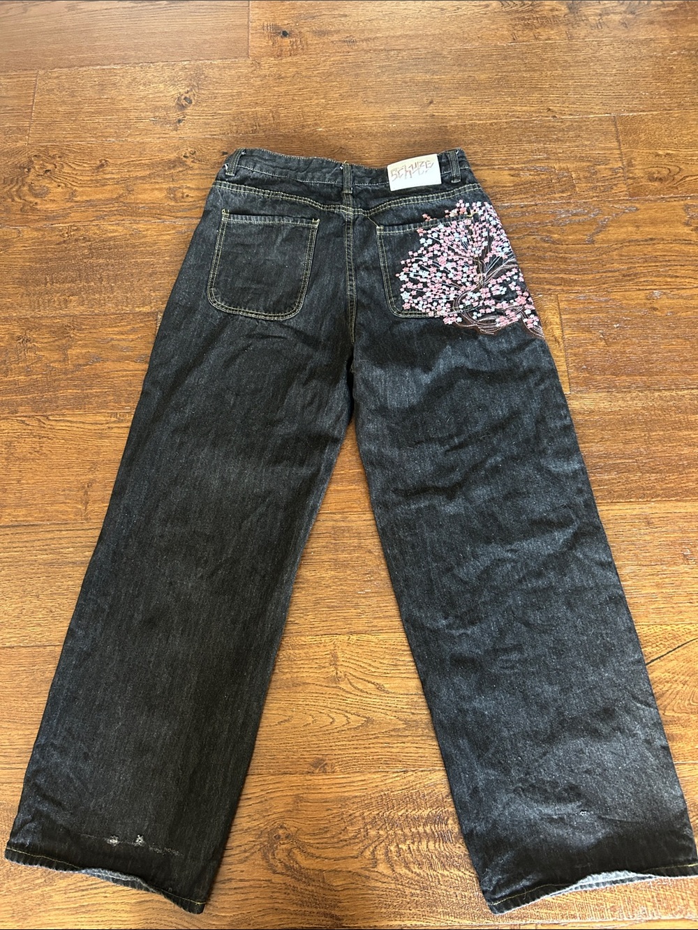 Dershchutze cherry blossom navy wide-leg jeans